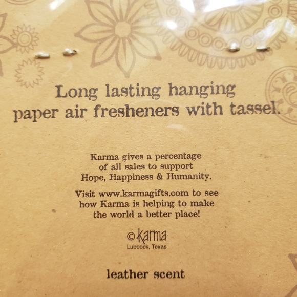 Karma Air Fresheners - "Hello Sunshine" Daisy Print - Leather Scent, 2 Pack, NIP - Picture 4 of 5